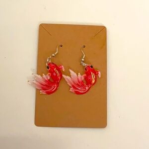 Fashion Jewelry Red Acrylic Fish Earrings
